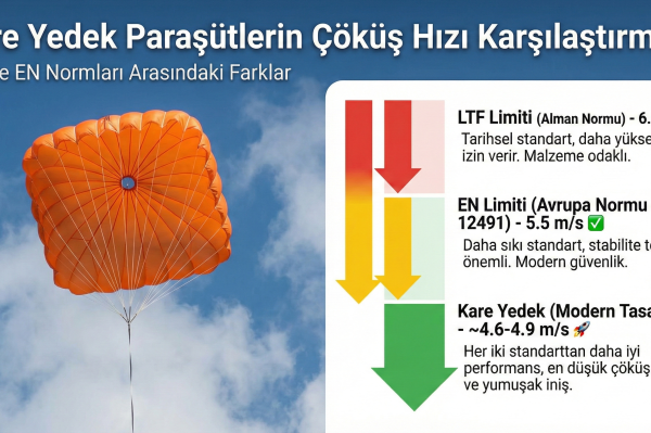 Kare Yedek Paraşütlerin Çöküş Hızı Karşılaştırması